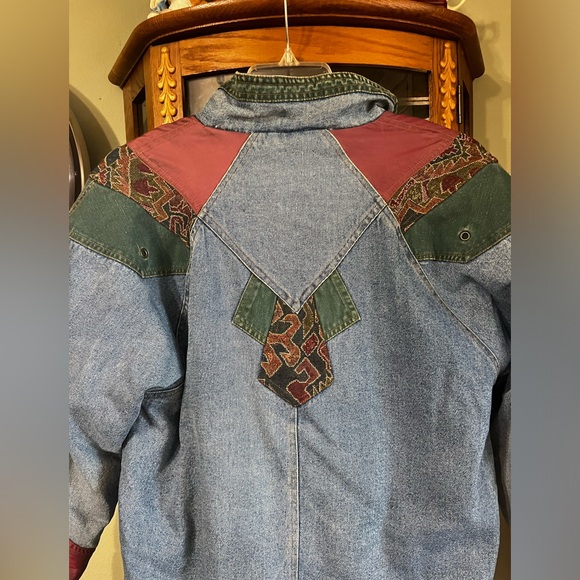 Vintage 80s 90s Two Twenty Denim Tapestry Jeans Coat Jacket Small - Picture 10 of 12